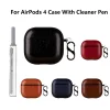 Leather PU Case For AirPods 4 4th ANC 2024 Cover With Cleaner Pen Headphone Wireless Charging Box For AirPods 4 Cases With Hook