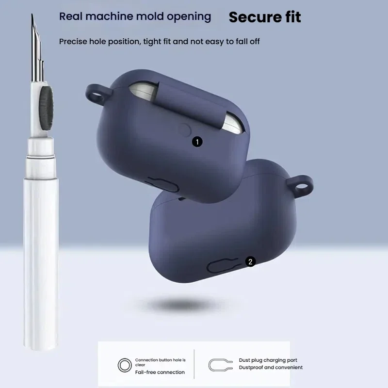 Solid Silicone Headset Case For Apple AirPods Pro 2019 Cover With Cleaner Pen Earphone Accessories Wireless Charing Box Coque - Image 5
