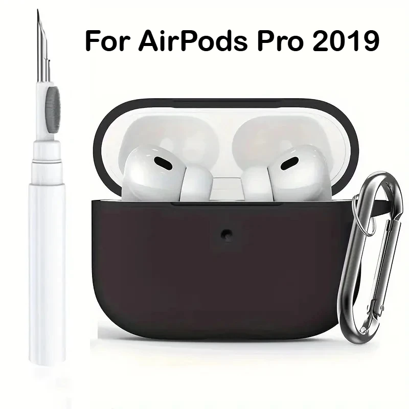 Solid Silicone Headset Case For Apple AirPods Pro 2019 Cover With Cleaner Pen Earphone Accessories Wireless Charing Box Coque