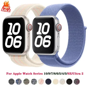 Nylon Sport loop For Apple Watch Band 9 8 se 7 6 5 4 3 Ultra 2 49mm 46mm 44mm 40mm 45mm 41mm correa Bracelet iwatch Series Strap