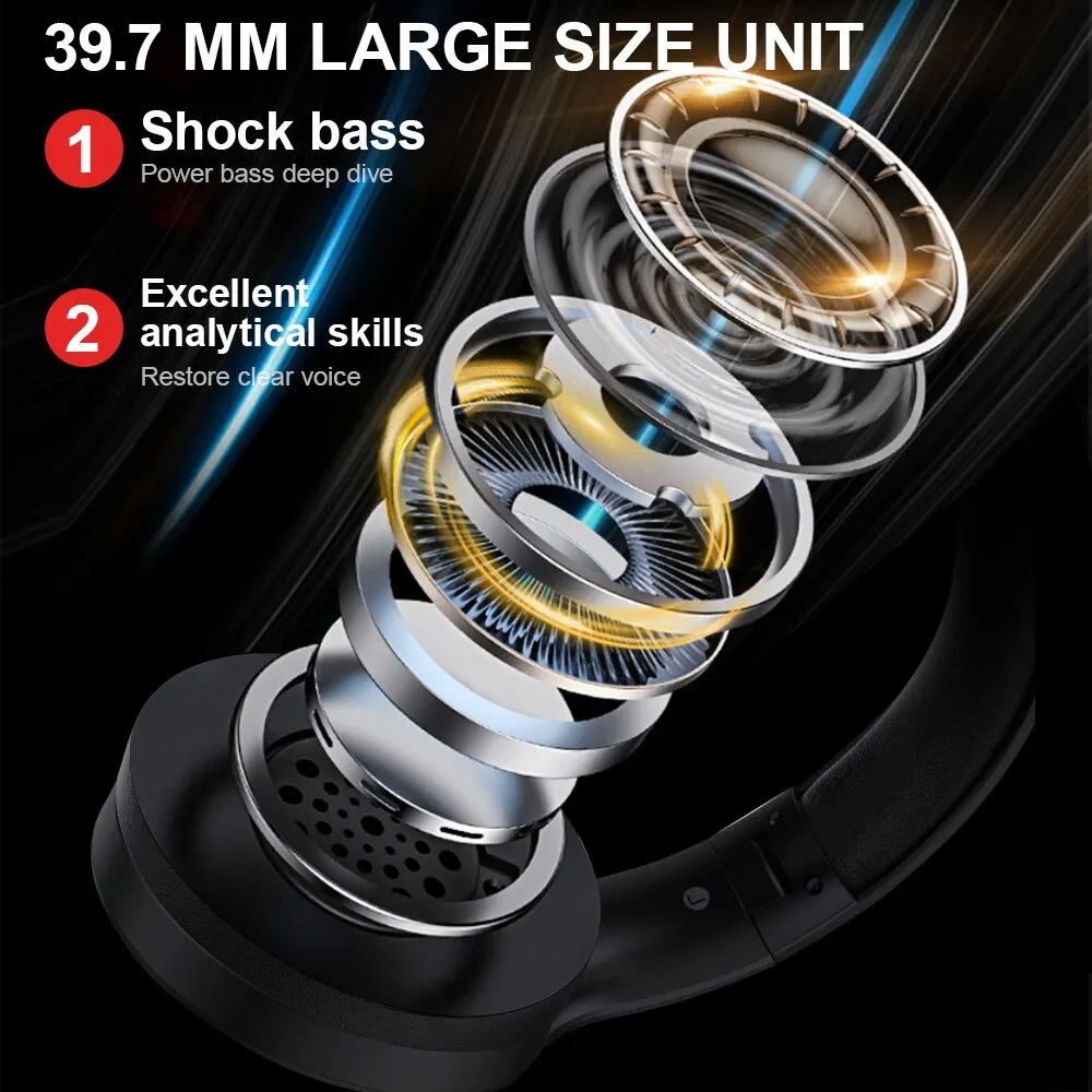 Siindoo JH919 Wireless Bluetooth Headphones Foldable Stereo Earphones Super Bass Noise Reduction Mic For Laptop PC TV - Image 2